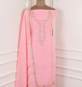 Organza Pink Unstitched Suit